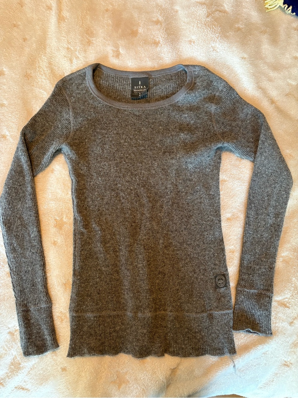 Wool Blend Long Sleeve Crewneck Sweater - Gray